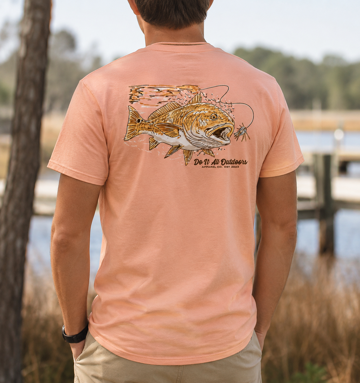 Red Fish Comfort Color T-Shirt - Peach