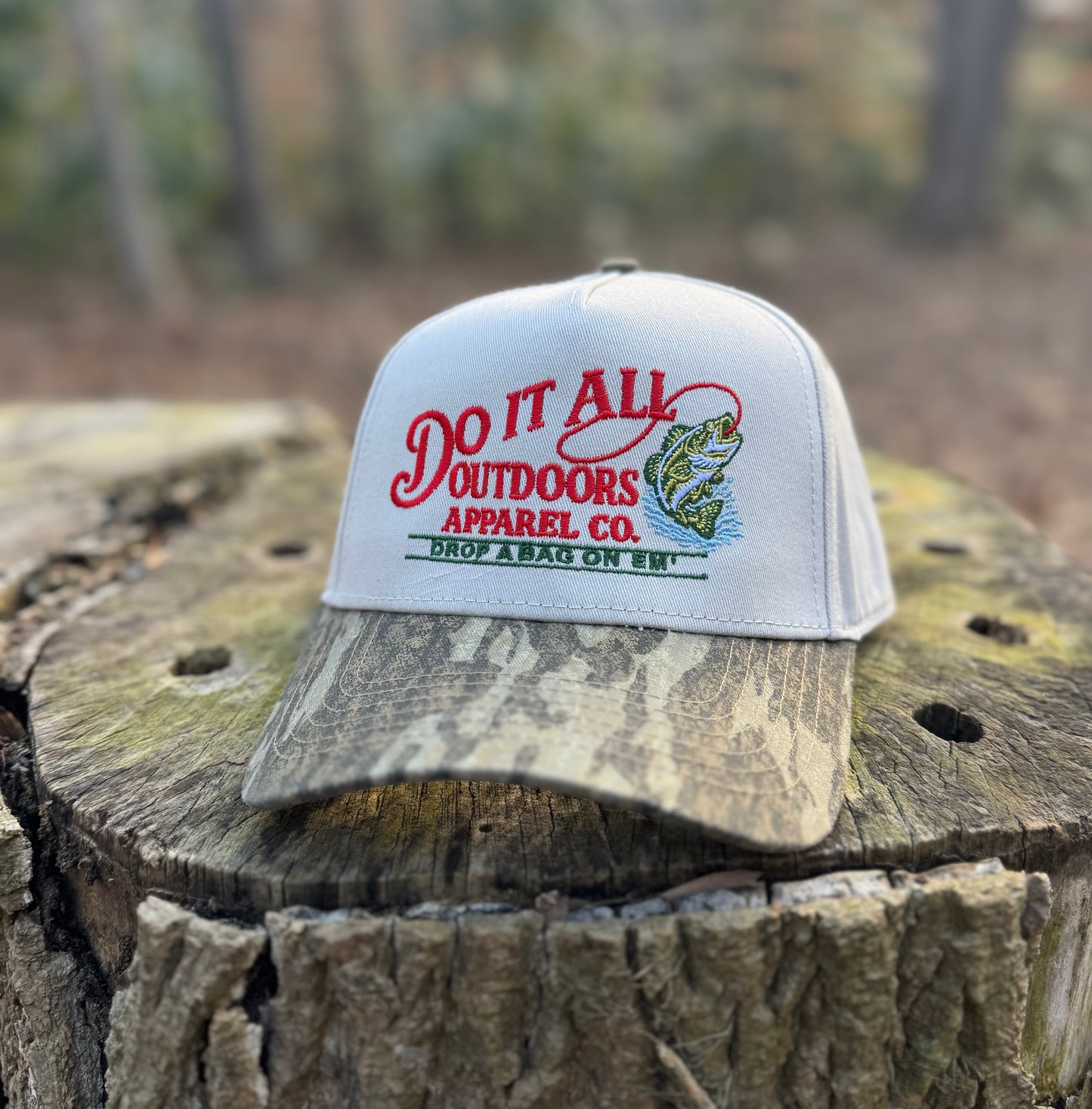 Largemouth Bass Trucker Hat - White/ Bottomland
