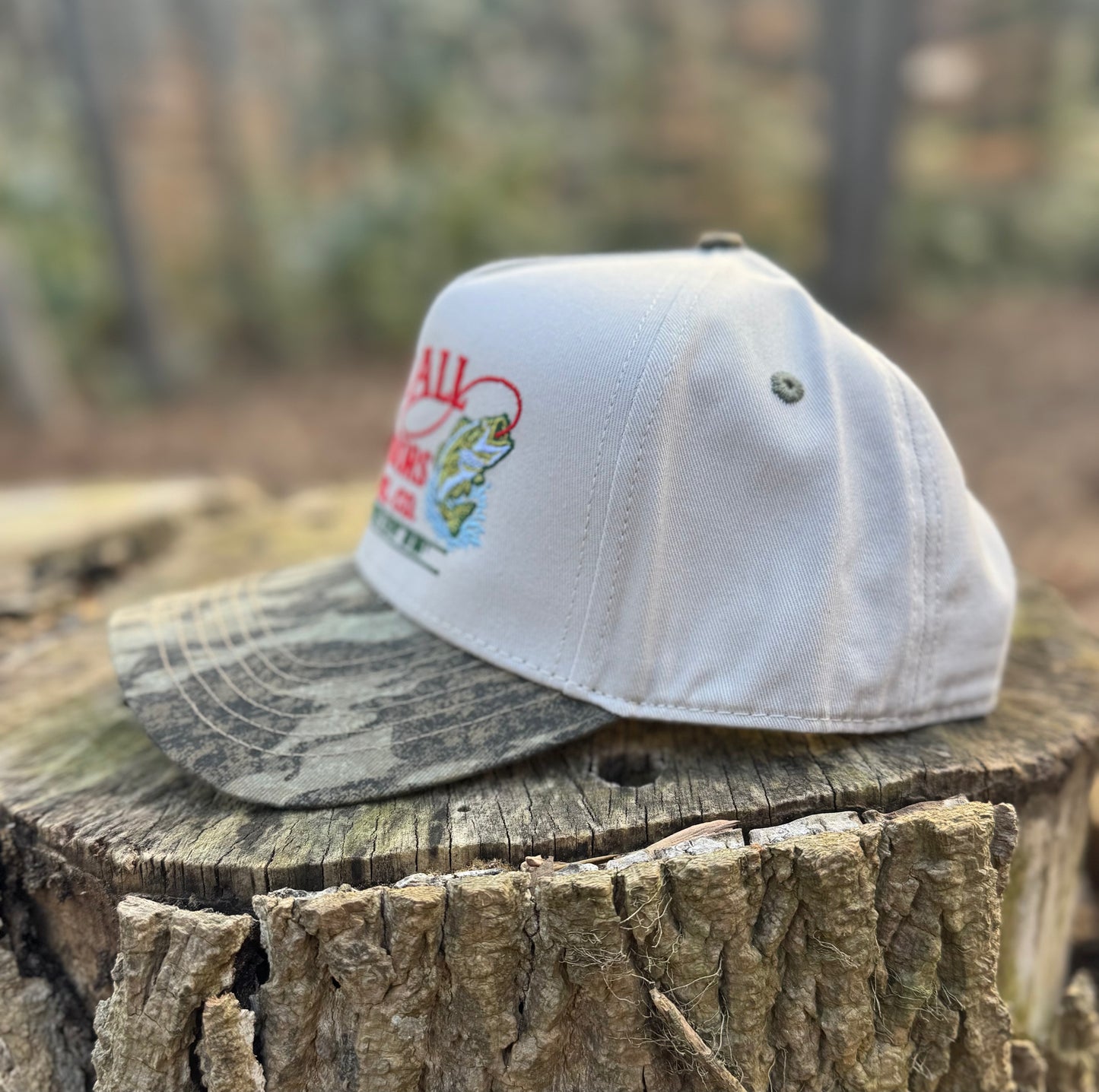 Largemouth Bass Trucker Hat - White/ Bottomland